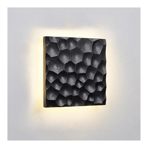 LUOYAOB Mid Century Schwarze Wandlampe Travertin Wandlampe Quadratisch Wabenmuster Wandleuchten for Schlafzimmer Wohnzimmer Flur Eingang von LUOYAOB