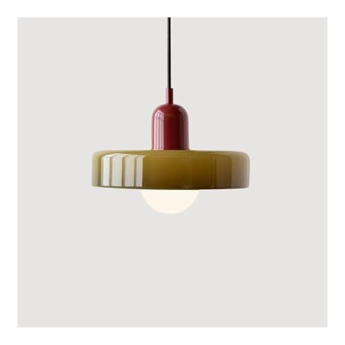 LUOYAOB Modern Pendelleuchte Farmhouse Grünes Glas Pendelleuchte Nordic Mid Century Modern Kronleuchter Vintage Esszimmer Hängelampe for Schlafzimmer Cafe Bar über Tisch Küche Insel Flur(Green+red) von LUOYAOB