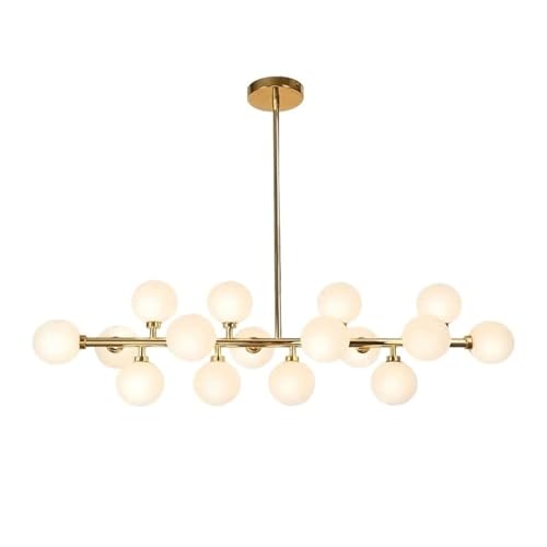 LUOYAOB Modern Pendelleuchte Mid Century Glass Globe Kronleuchter Moderne Pendelleuchte über dem Tisch Verstellbare Hängelampe for Esszimmer Wohnzimmer Küche Insel Schlafzimmer(Gold) von LUOYAOB