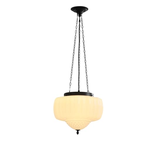 LUOYAOB Modern Pendelleuchte Milchglas Pendelleuchte Vintage Französisch Stil Kronleuchter Schulhaus Bauernhaus Hängende Deckenleuchte for Esszimmer Küche Insel Schlafzimmer Wohnzimmer von LUOYAOB