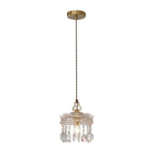 LUOYAOB Modern Pendelleuchte Moderner Kronleuchter mit Ripple-Schirm Kristall Blendung Glas Pendelleuchte Seil verstellbare hängende Beleuchtung for Schlafzimmer Eingangsbereich Balkon Garderobe von LUOYAOB