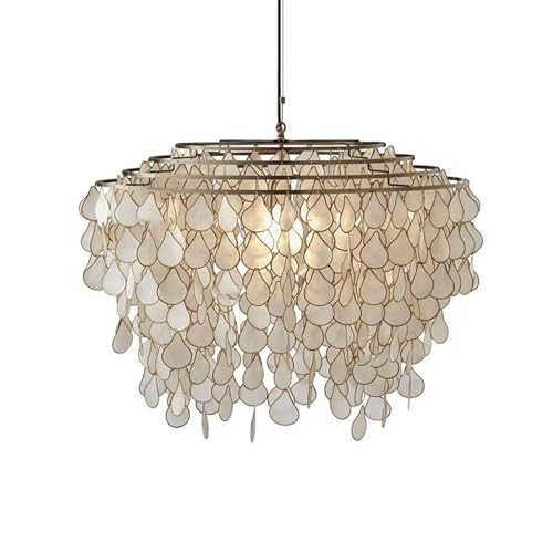 LUOYAOB Modern Pendelleuchte Nordic Seashell Pendelleuchte Moderner Metallrahmen-Kronleuchter Verstellbare Hängelampe for Wohnzimmer Schlafzimmer Esszimmer Flur Küche Hängelampe (Size : A) von LUOYAOB