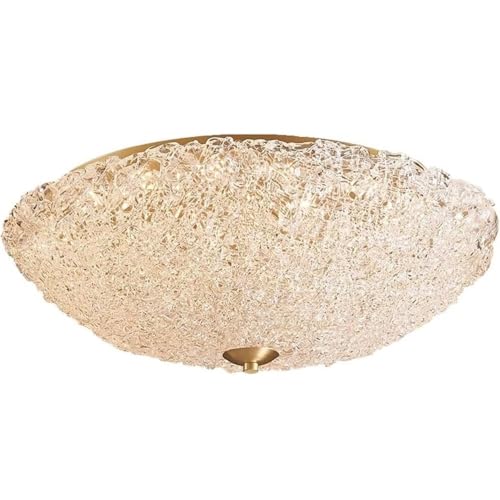 LUOYAOB Moderne Deckenleuchte aus Eisglas mit Messing-Finish, nordische minimalistische dimmbare runde Lampe, Inneneinrichtung for Wohnzimmer, Schlafzimmer, Flur(40 * 22cm) von LUOYAOB