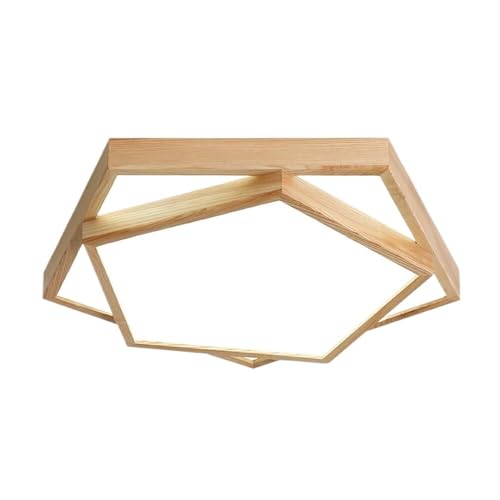 LUOYAOB Moderne Deckenleuchte aus Holz mit geometrischer Form, dimmbare Deckenlampe mit Acryl-Lampenschirm, Inneneinrichtung for Schlafzimmer, Waschküche(White light,35cm) von LUOYAOB