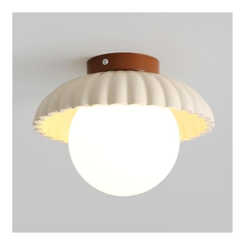LUOYAOB Moderne Deckenleuchte mit gerüschtem Schirm, nordische Kugelglaslampe, Deckenlampe, Inneneinrichtung for Schlafzimmer, Küche, Flur, Kinderzimmer(Beige) von LUOYAOB
