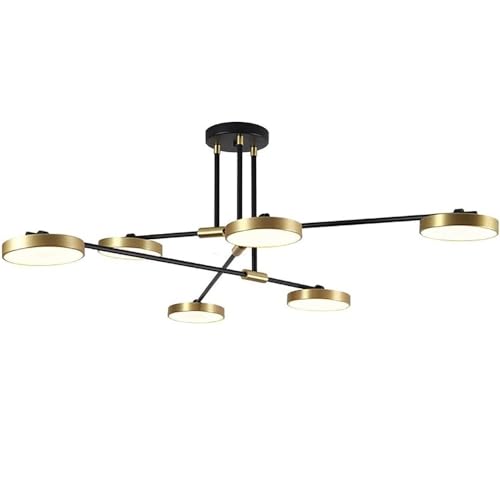 LUOYAOB Moderne Hängelampe aus der Mitte des Jahrhunderts, schmiedeeiserner Lampenkörper, Pendelleuchte, schwarzer Kronleuchter aus Eisen for Esszimmer und Wohnzimmer(130 * 45cm) von LUOYAOB