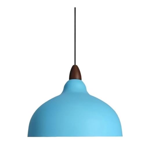 LUOYAOB Moderne Hängelampen im Industriestil mit Holzplatte, schmiedeeiserner Lampenkörper, Pendelleuchten, höhenverstellbarer Kronleuchter for das Wohnzimmer(Blue) von LUOYAOB