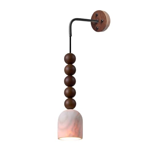 LUOYAOB Moderne Vintage-Wandleuchte mit einstellbarer Höhe, cremefarbener Travertin-Schirm, Wandleuchte aus Massivholz, Dekoration, Wandleuchten for Schlafzimmer von LUOYAOB