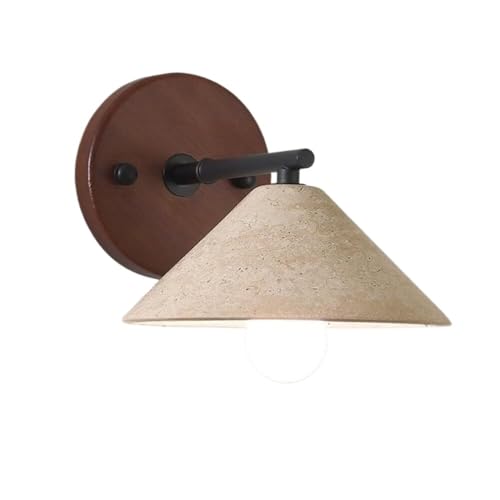 LUOYAOB Moderne Wandleuchte im Vintage-Stil im Bauernhausstil mit gelbem Travertinschirm, Wandlampe mit Massivholzsockel, Wandleuchten for Schlafzimmer und Wohnzimmer LUOYAOB Moderne Wandleuchte im Vintage-Stil im Bauernhausstil mit gelbem Travertinschirm, Wandlampe mit Massivholzsockel, Wandleuchten for Schlafzimmer und Wohnzimmer von LUOYAOB