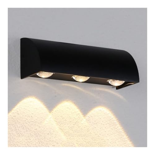 LUOYAOB Moderne dreistrahlige Außenwandleuchte, wasserdichter Außenstrahler mit geschwungenem Design, schwarze minimalistische Wegelampe for den Eingang zur Gartenterrasse(Neutral light) von LUOYAOB