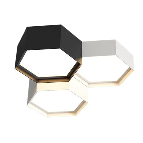 LUOYAOB Moderne geometrische Deckenleuchte mit Unterputzmontage, minimalistisches Sechseck-Design, dimmbare Deckenlampe, Inneneinrichtung for Schlafzimmer, Büro, Flur(Dark,3-lights) von LUOYAOB