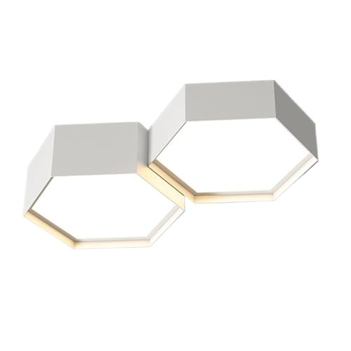 LUOYAOB Moderne geometrische Deckenleuchte mit Unterputzmontage, minimalistisches Sechseck-Design, dimmbare Deckenlampe, Inneneinrichtung for Schlafzimmer, Büro, Flur(White,2-lights) von LUOYAOB