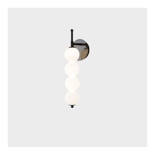 LUOYAOB Moderne minimalistische Globus-Wandleuchte, milchweißer Glasschirm, Wandlampe mit Vollkupfersockel, Wandleuchten for Schlafzimmer, Wohnzimmer, Flur(Zwart,4-light) von LUOYAOB