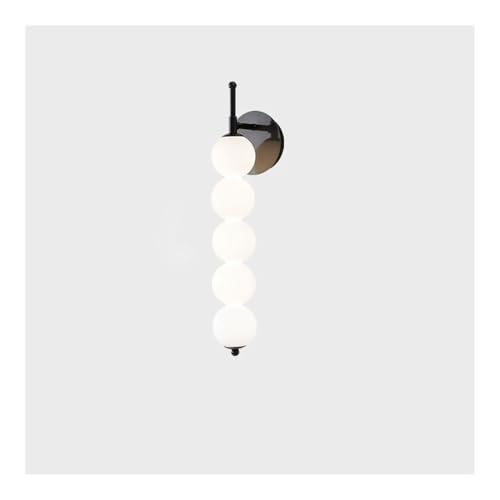 LUOYAOB Moderne minimalistische Globus-Wandleuchte, milchweißer Glasschirm, Wandlampe mit Vollkupfersockel, Wandleuchten for Schlafzimmer, Wohnzimmer, Flur(Zwart,5-light) von LUOYAOB