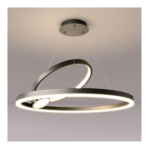 LUOYAOB Moderne minimalistische Hängelampe mit schwarzem Ring, Acryl-Pendelleuchte, Eisenkörper, dreifarbiger Kronleuchter for Schlafzimmer, Flur, Esszimmer von LUOYAOB