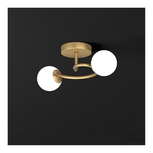LUOYAOB Moderne nordische Milchglaskugel-Deckenleuchte mit Messing-Akzent, minimalistische Kugellampe, Inneneinrichtung for Wohnzimmer, Schlafzimmer, Flur(39CM) von LUOYAOB