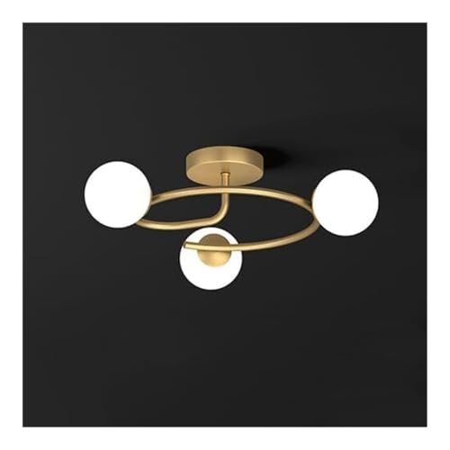 LUOYAOB Moderne nordische Milchglaskugel-Deckenleuchte mit Messing-Akzent, minimalistische Kugellampe, Inneneinrichtung for Wohnzimmer, Schlafzimmer, Flur(51CM) von LUOYAOB