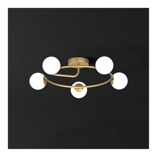 LUOYAOB Moderne nordische Milchglaskugel-Deckenleuchte mit Messing-Akzent, minimalistische Kugellampe, Inneneinrichtung for Wohnzimmer, Schlafzimmer, Flur(61CM) von LUOYAOB