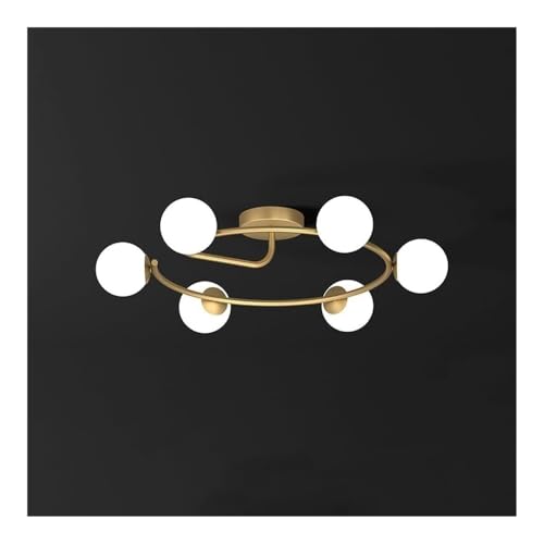 LUOYAOB Moderne nordische Milchglaskugel-Deckenleuchte mit Messing-Akzent, minimalistische Kugellampe, Inneneinrichtung for Wohnzimmer, Schlafzimmer, Flur(66CM) von LUOYAOB