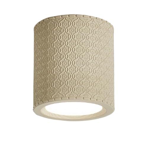 LUOYAOB Moderne nordische geprägte zylindrische Deckenleuchte, rustikale strukturierte Deckenlampe, Inneneinrichtung for Flur, Eingangsbereich, Schlafzimmer, Wohnzimmer(Beige,S) von LUOYAOB
