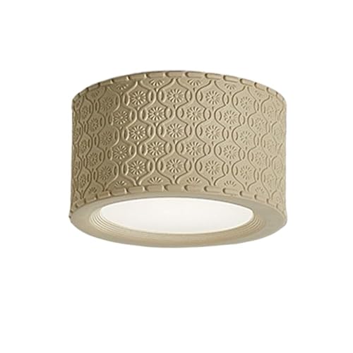 LUOYAOB Moderne nordische geprägte zylindrische Deckenleuchte, rustikale strukturierte Deckenlampe, Inneneinrichtung for Flur, Eingangsbereich, Schlafzimmer, Wohnzimmer(Beige,XS) von LUOYAOB