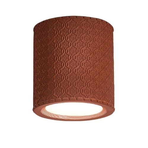 LUOYAOB Moderne nordische geprägte zylindrische Deckenleuchte, rustikale strukturierte Deckenlampe, Inneneinrichtung for Flur, Eingangsbereich, Schlafzimmer, Wohnzimmer(Rosso,S) von LUOYAOB
