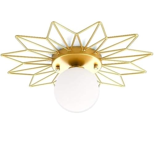 LUOYAOB Moderne und minimalistische runde Deckenlampe in Gold mit Lampenschirm aus, halbbündige Montage, Deckenleuchte mit Metallsockel for den Flur von LUOYAOB