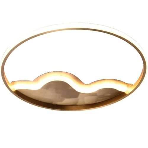 LUOYAOB Moderne und minimalistische runde gewellte Deckenlampe, Kupferlampenkörper, Unterputzleuchte, Silikonlampenschirm, Deckenleuchte for Schlafzimmer(52 * 7CM) von LUOYAOB