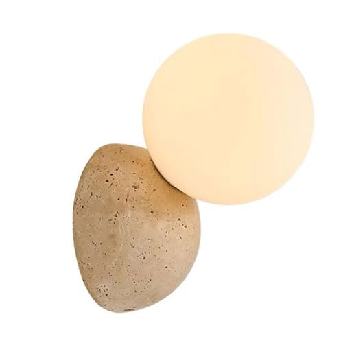LUOYAOB Nordische moderne G9-Wandleuchte mit halbrunder Form, Wandleuchten aus gelbem Travertin, Glasschirm, dreifarbige Wandlampe for den Eingangsbereich des Schlafzimmers(1 pack) von LUOYAOB