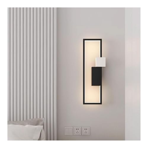 LUOYAOB Nordische moderne Wandleuchte aus Eisen mit Acrylschirm, rechteckige, würfelförmige Wandleuchten for Schlafzimmer, Wohnzimmer, Flur, Eingangsbereich(Zwart,42cm) von LUOYAOB