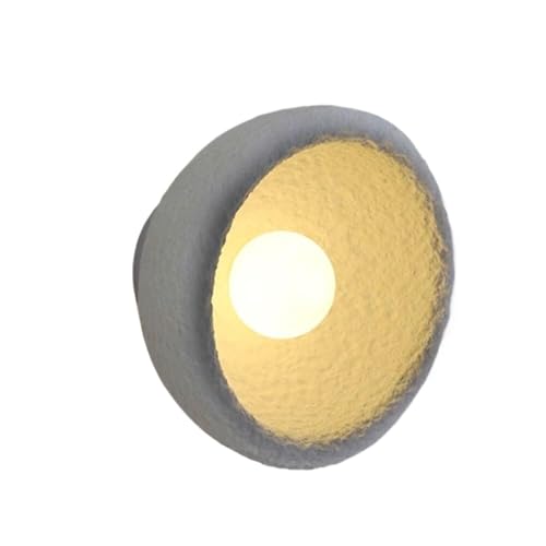 LUOYAOB Nordische moderne grau-weiße Schalen-Wandleuchte G4, strukturierte Wandleuchten aus Kunstharz, Glasschirm-Wandlampe for Schlafzimmer, Eingangsbereich, Wohnzimmer(20cm) von LUOYAOB