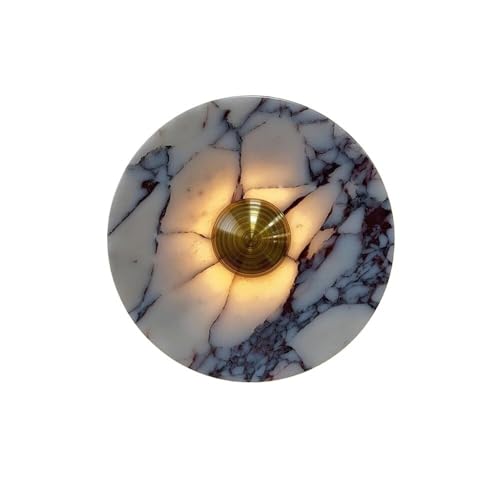 LUOYAOB Nordische moderne schwarze weiße runde Wandleuchte Marmorschirm Wandleuchte Gold Hardware Dekoration Wandlampe for Schlafzimmer Wohnzimmer Nachttisch(20cm) von LUOYAOB