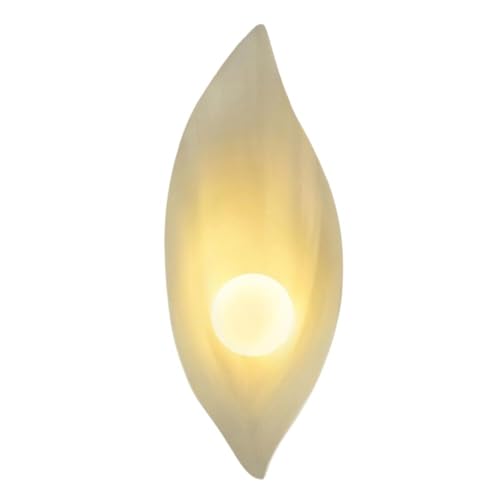 LUOYAOB Nordische postmoderne Wandleuchte in Blattgrün, Cremegelb, G4-Harzkörper, Wandleuchten mit Glasschirm, Wandlampe for Schlafzimmer, Eingangsbereich, Wohnzimmer(Cream Yellow) von LUOYAOB
