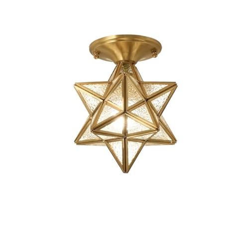 LUOYAOB Nordische postmoderne goldene Deckenleuchten, Sternglas-Lampenschirm, halbbündige Deckenleuchte, vollständiger Kupferlampenkörper, Deckenleuchte for Schlafzimmer(Frosted) von LUOYAOB