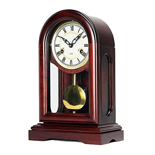 LUOYAOB Vintage Kaminuhr Vintage Tischuhr, Retro -Manteluhr, batteriebetriebene stille Imitation Holzkamin Manteluhr, for Wohnzimmer Nachttisch Büroschreibtisch Regal Dekor(Color:C) von LUOYAOB