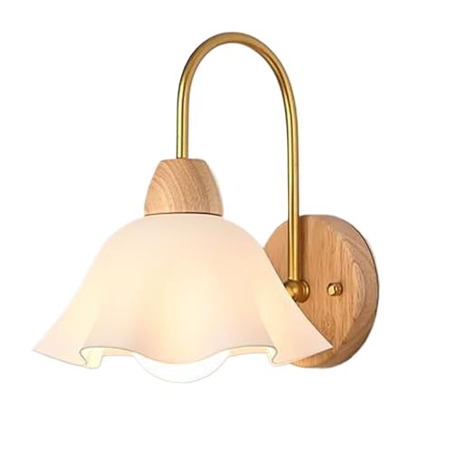 LUOYAOB Wandleuchte im französischen ländlichen Stil, weiße Blume, Acrylschirm, Wandleuchte mit Holzsockel, Wandlampe for Schlafzimmer, Wohnzimmer, Nachttisch LUOYAOB Wandleuchte im französischen ländlichen Stil, weiße Blume, Acrylschirm, Wandleuchte mit Holzsockel, Wandlampe for Schlafzimmer, Wohnzimmer, Nachttisch von LUOYAOB