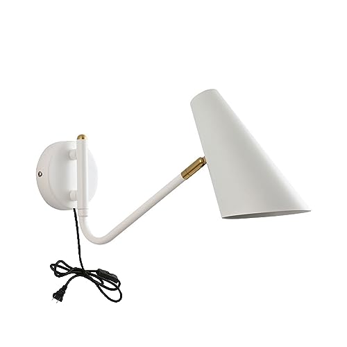 LUOYAOB Wandleuchten Moderner schwenkbarer Wandleuchter Einfache kreative Spotlight Wandleuchte Wandleuchte for Wohnzimmer Schlafzimmer Nachttisch Leselampe (Color : White, Size : Plug Switch) von LUOYAOB
