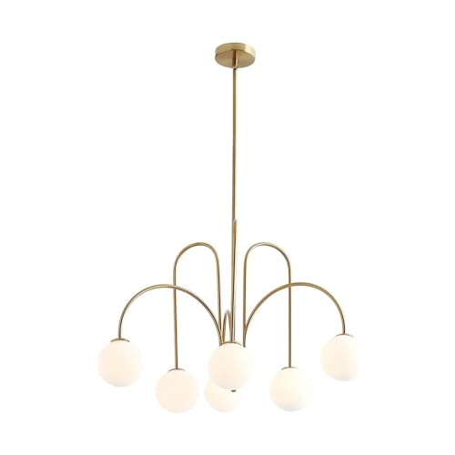 Modern Pendelleuchte 6-Light Modern Glass Globe Kronleuchter Gebürstetes Messing Metall Pendelleuchte mit verstellbaren Stäben Hängelampe for Küche Wohnzimmer Esszimmer Schlafzimmer Foyer Eingang(Gold Modern Pendelleuchte 6-Light Modern Glass Globe Kronleuchter Gebürstetes Messing Metall Pendelleuchte mit verstellbaren Stäben Hängelampe for Küche Wohnzimmer Esszimmer Schlafzimmer Foyer Eingang(Gold von LUOYAOB