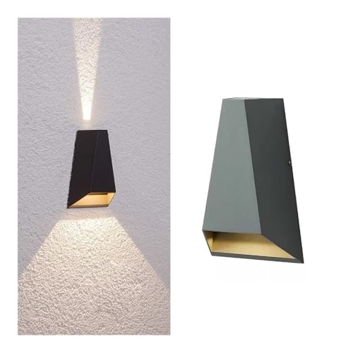 Moderne Up-Down-Außenwandleuchte, wasserdichte Außenwandleuchte mit einstellbarem Abstrahlwinkel, schwarze architektonische Weg-Wandleuchte for den Eingang im Garten, auf der Terrasse(Neutral light) von LUOYAOB