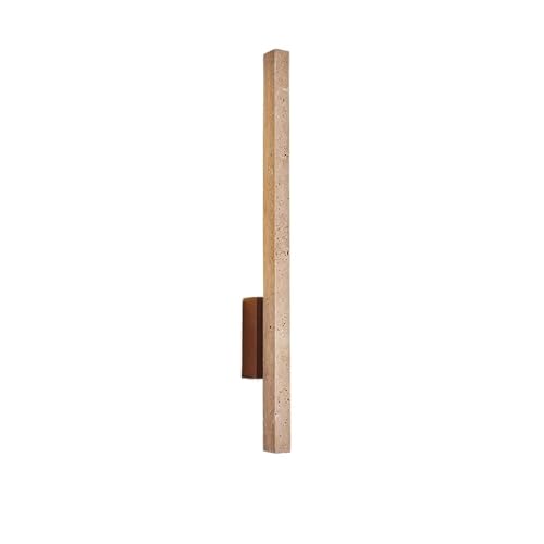 Moderne minimalistische lineare Wandleuchte Gelbe Travertin-Schirm-Wandlampe Massivholz-Rückwandleuchten for Schlafzimmer Wohnzimmer Flur(Walnut Color) von LUOYAOB