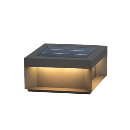 Pfostenleuchten Außenbereich Quadratische moderne Solarpfostenleuchte Außen LED Zaun Deck Säule Lichter IP65 Wasserdichte Säule Cap Lampe for Landschaft Garten Rasen Stigma Laterne(15.5*8.8cm) von LUOYAOB