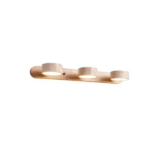 Wandleuchten Naturstein Vanity Light Wandlampe Gelber Travertinschirm Lineare Badezimmer Wandlampe Nordische Moderne Wandlampe Leuchte Drehbare LED Wandleuchte über Spiegel(Wood,51cm) von LUOYAOB