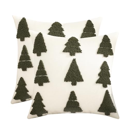 LUOYEHK Weihnachtsbaum-Kissenbezüge für Couch, Sofa, Bett, 45,7 x 45,7 cm, 2 Stück von LUOYEHK