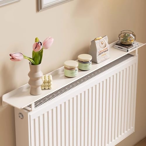 LUOZIQINX Heizkörperregal Ohne Bohren, Weiß Heizkörperverkleidung, Heizung Ablage aus Aluminiumlegierung, Heizungsregal, Easy Fit Heizkörper Regal für Schutz der Wände,80cm/31.5in von LUOZIQINX