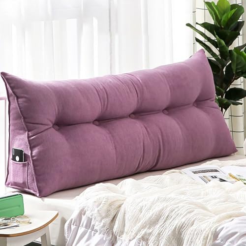 LUOZIQINX Keilkissen für Bett und Sofa, Großes Rückenkissen StüTzkissen, Lesekissen Lendenkissen Ideal Zum Anlehnen Im Bett,Lila,100X50X20CM von LUOZIQINX