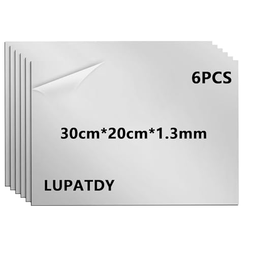 6 Stück ABS Kunststoffplatte,Kunststoffplatte Gravur, 30x20 cm 1,3mm, Laser Rohlinge zum Gravieren,Gravurplatte für DIY Zeichen Bastel Schneiden (Schwarz auf Spiegelsilber) von LUPATDY