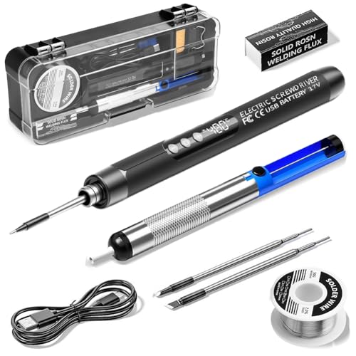Akku Lötkolben Set,USB Wiederaufladbar Lötkolben Kabellos mit LCD-Display,Temperatur Einstellbare 260 ℃-480 ℃,3 Lötspitzen,Lötdraht,Lötkolben, Lötpaste,Professionelles Kabelloses Lötkolben-Set von LUPATDY