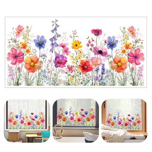 Fenstersticker,Frühlingsdeko Wildblumen Fenster Aufkleber,Vintage Fensterfolie Blumen, Blumen Gras Schmetterling Fensterbilder Frühling Doppelseitig Glasaufkleber Glas Deko Fenstersticker,Frühlingsdeko Wildblumen Fenster Aufkleber,Vintage Fensterfolie Blumen, Blumen Gras Schmetterling Fensterbilder Frühling Doppelseitig Glasaufkleber Glas Deko von LUPATDY