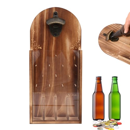 Flaschenöffner,Flaschenöffner Holz,Flaschenöffner mit auffangbehälter,Flaschenöffner Wand Lustige Geschenke für Männer,Geschenke für Kollegen,Bieröffner für Küchen,Bars,Restaurants(Holzfarbe) von LUPATDY
