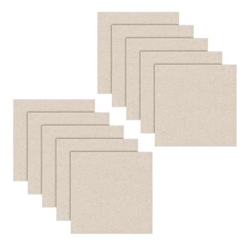 LUPATDY 10 Stück Teppichfliesen 50x50cm Bodenbelag Selbstklebend - 2.5m² Filz Selbstklebendes Antistatisches Band Rutschfestes Quadratischer Teppich für Büro, Haus Gewerbe (Khaki) von LUPATDY
